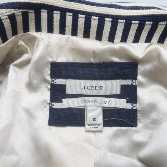 J Crew Schoolboy Blazer Size 10 Navy Stripe Linen - Picture 6 of 14